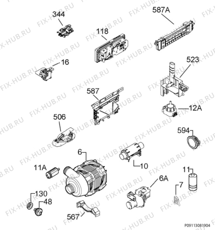 Взрыв-схема посудомоечной машины Husqvarna Electrolux QB6263X - Схема узла Electrical equipment 268